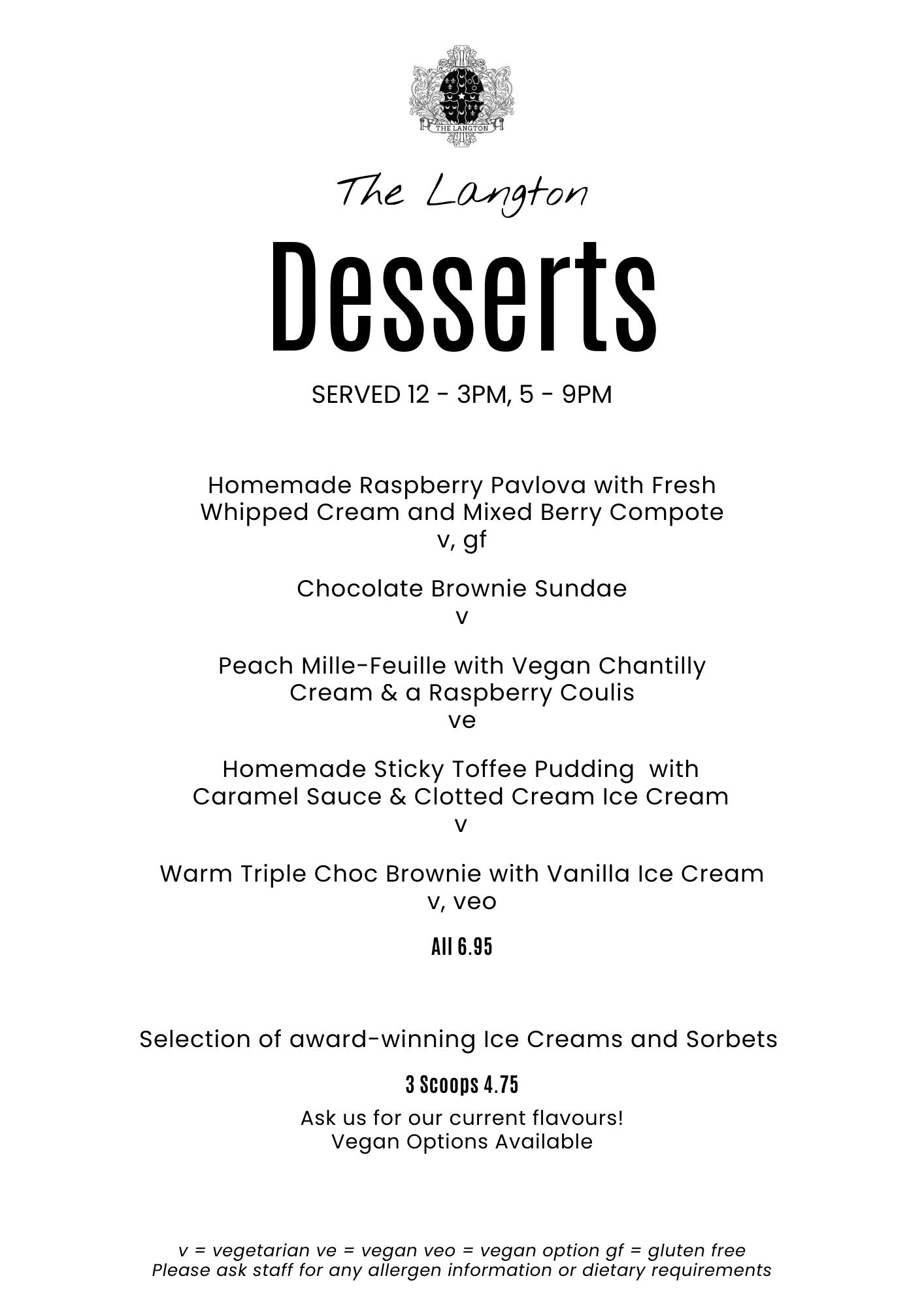 Dessert Menu